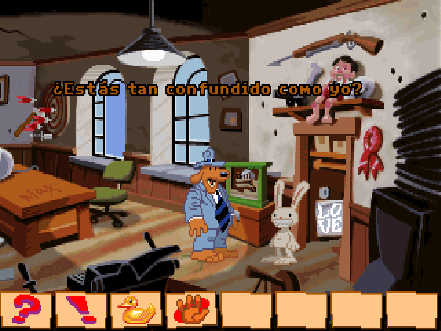 <p>Sam entablando conversación con Max.</p><p><i>Sam & Max: Hit the road</i></p>