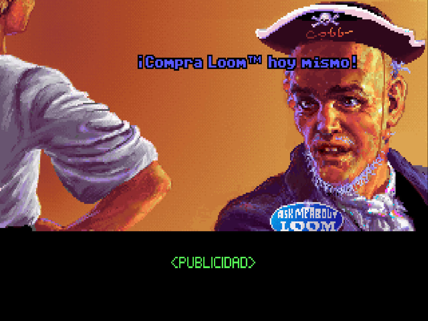 <p>El tipo que habla sobre Loom. Bueno... todos sabemos que es Cobb y que apareció allí tras mirar bajo la capucha de Bobbin Threadbare...</p><p><i>The secret of Monkey Island</i></p>
